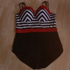 Torrid Barbie style bathing suit 3x red black